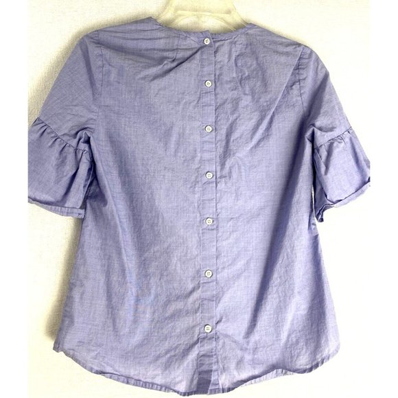 JCrew Button-Back Bell-Sleeve Top Blouse Peri Blue  G2264 Size 0 Business Casual - Picture 4 of 12